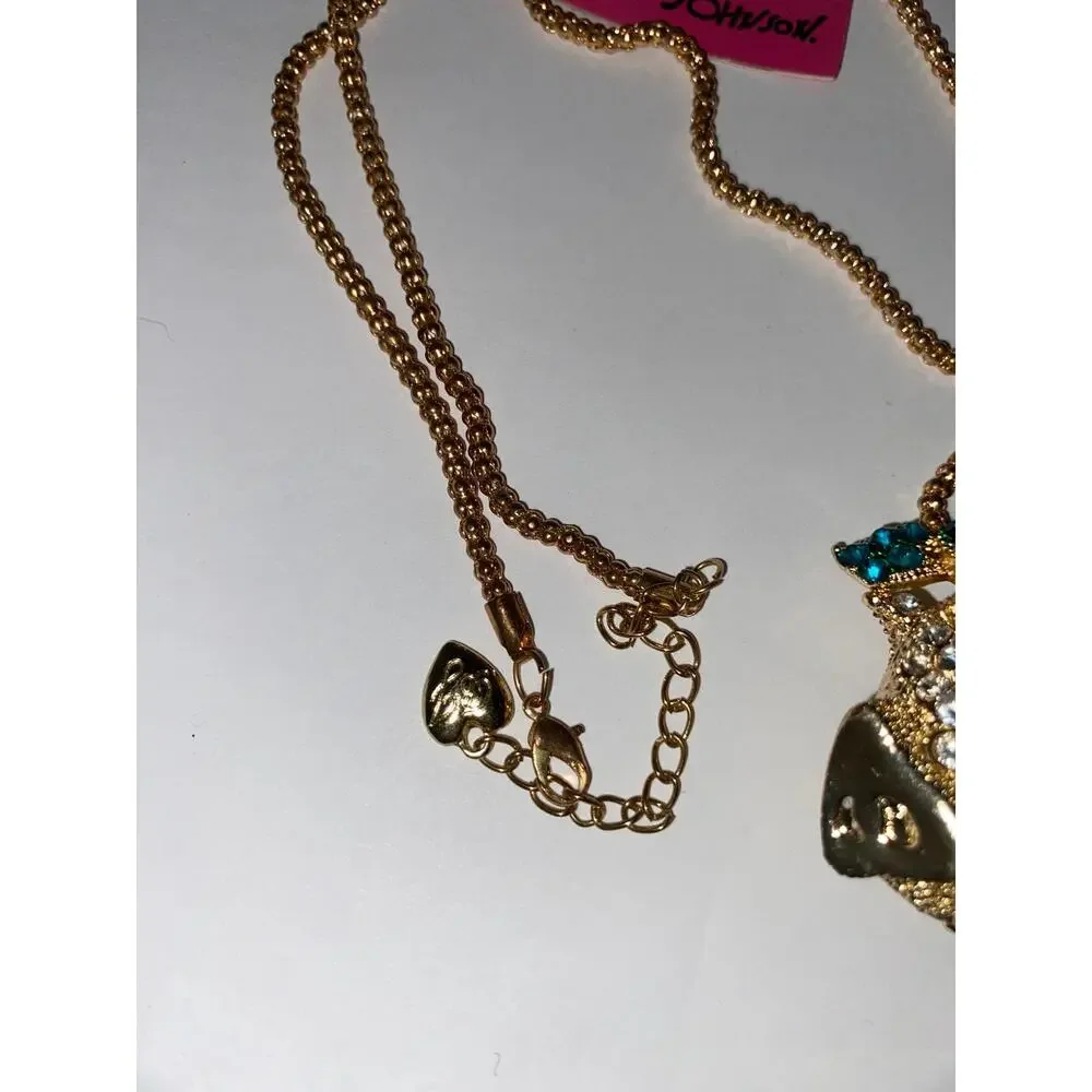 Betsey Johnson Crystal Pig Pendant Necklace NWT